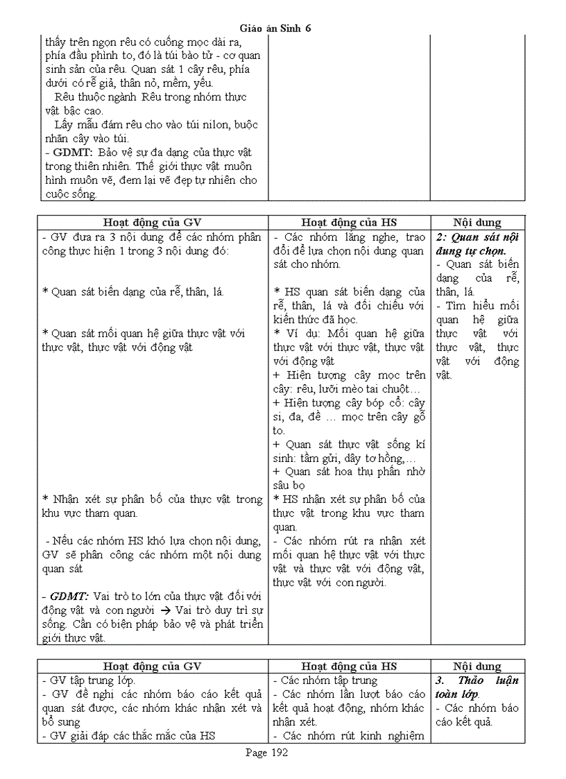 image for page Giao an Sinh 6 Chuan KT 3 cot