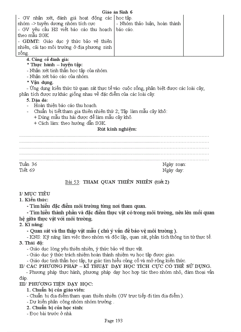 image for page Giao an Sinh 6 Chuan KT 3 cot