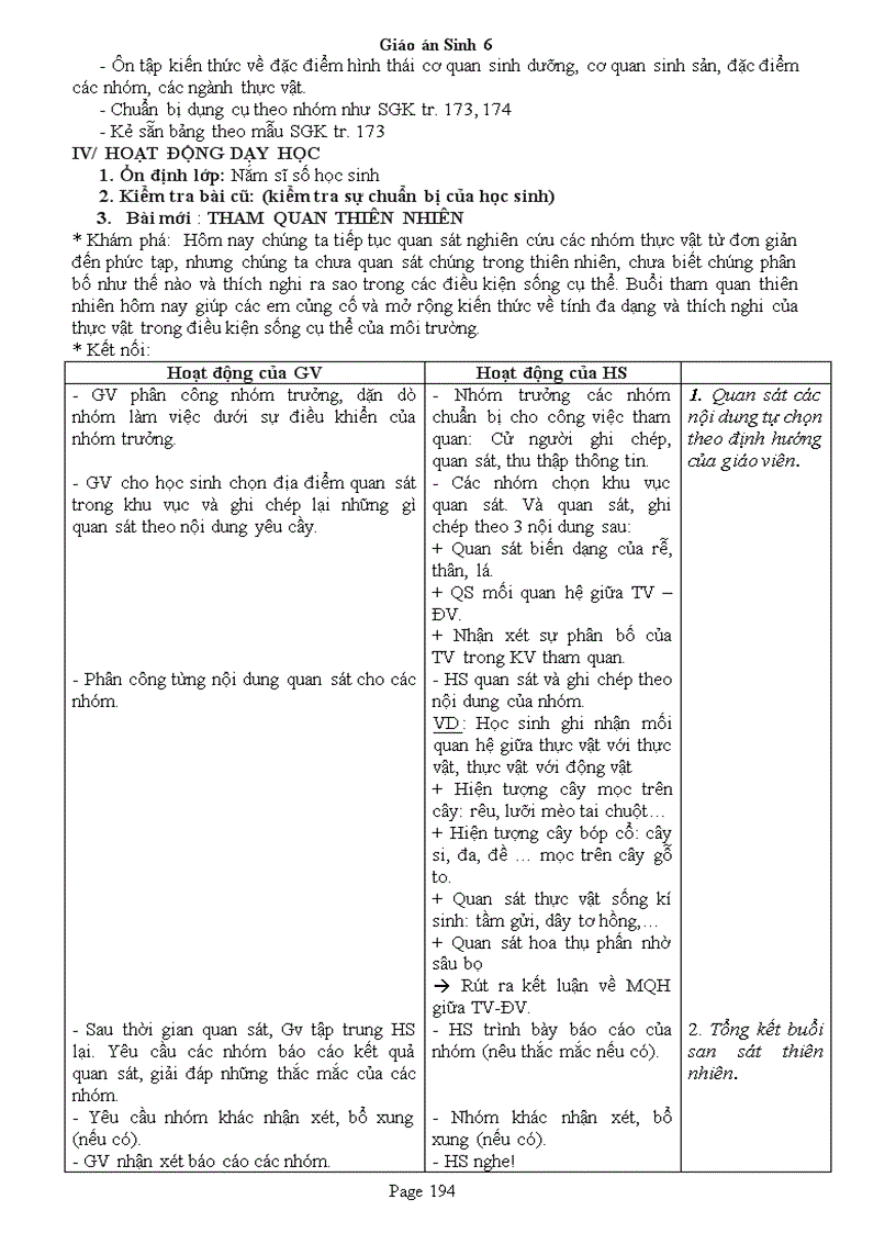 image for page Giao an Sinh 6 Chuan KT 3 cot