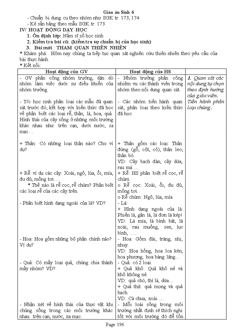 image for page Giao an Sinh 6 Chuan KT 3 cot