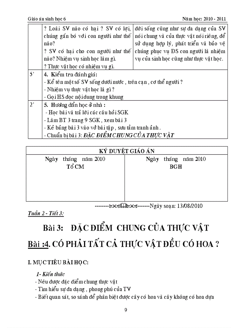 image for page Giao an Sinh 6 Chuan KT