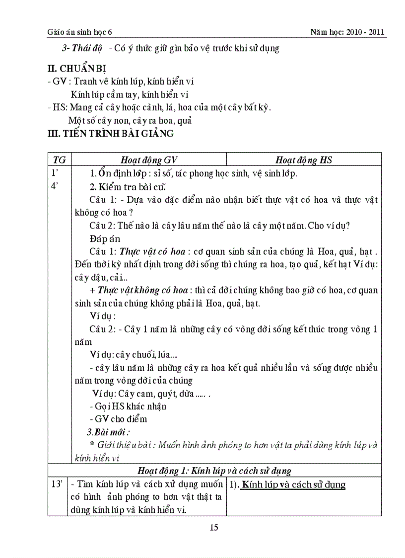 image for page Giao an Sinh 6 Chuan KT