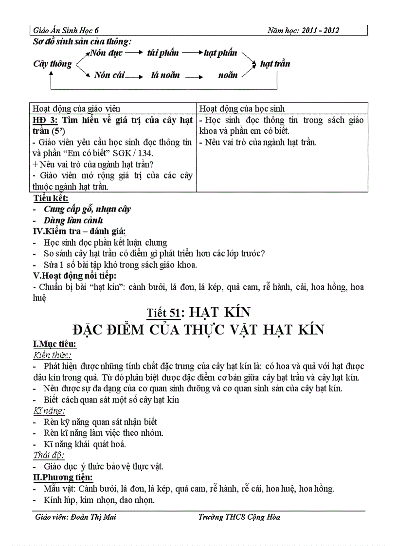 image for page Giáo án sinh 6 CKTKN chọn bộ 2011 2012