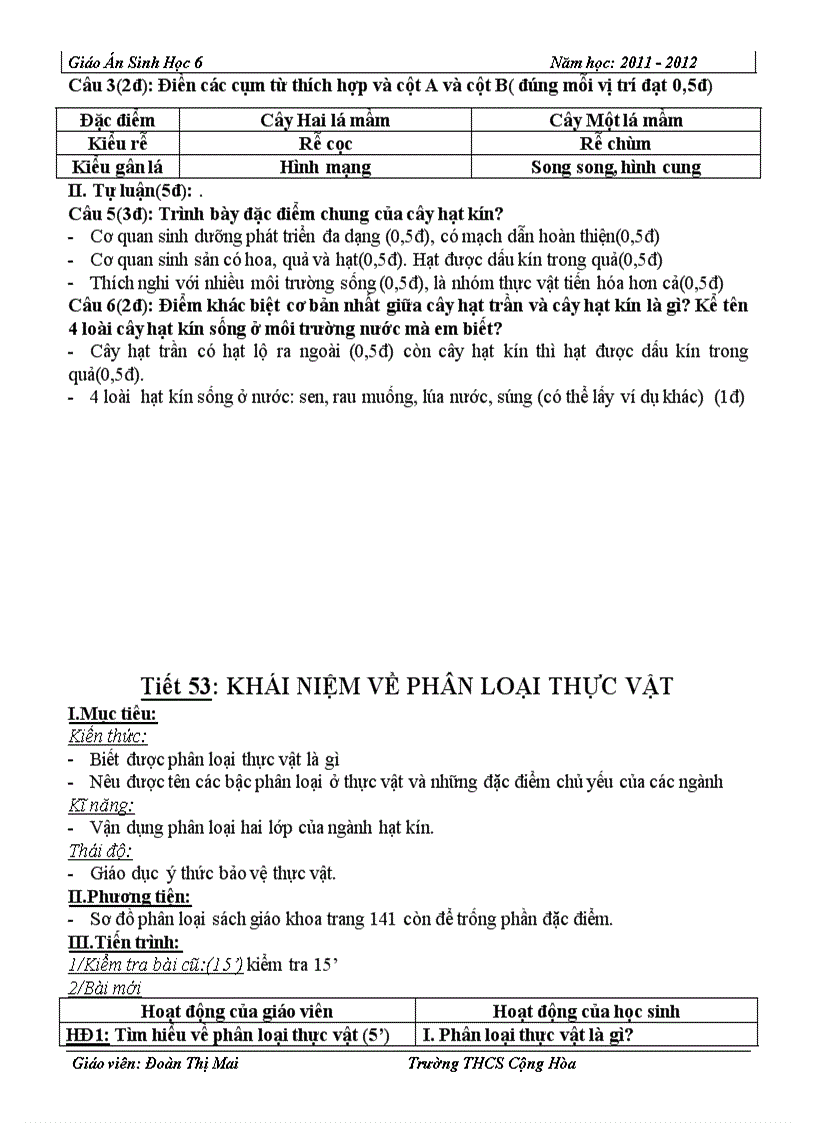 image for page Giáo án sinh 6 CKTKN chọn bộ 2011 2012