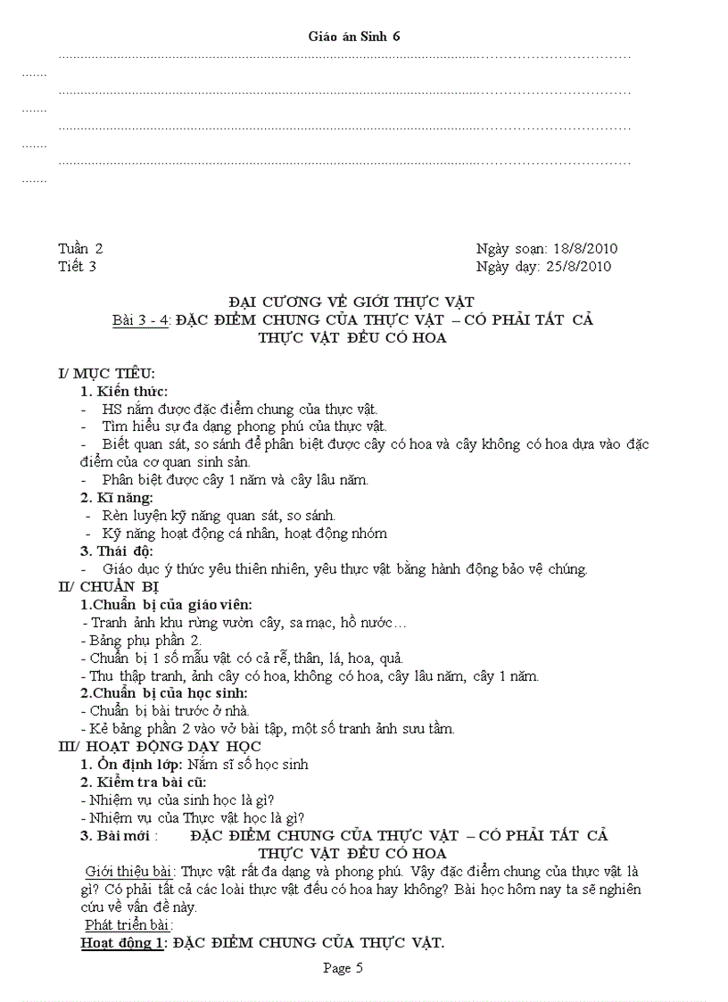 image for page Giáo án Sinh 6 CN 3 cột