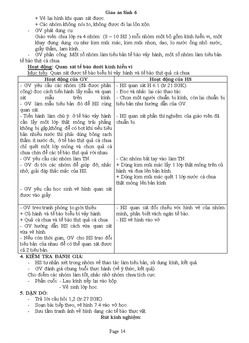 image for page Giáo án Sinh 6 CN 3 cột