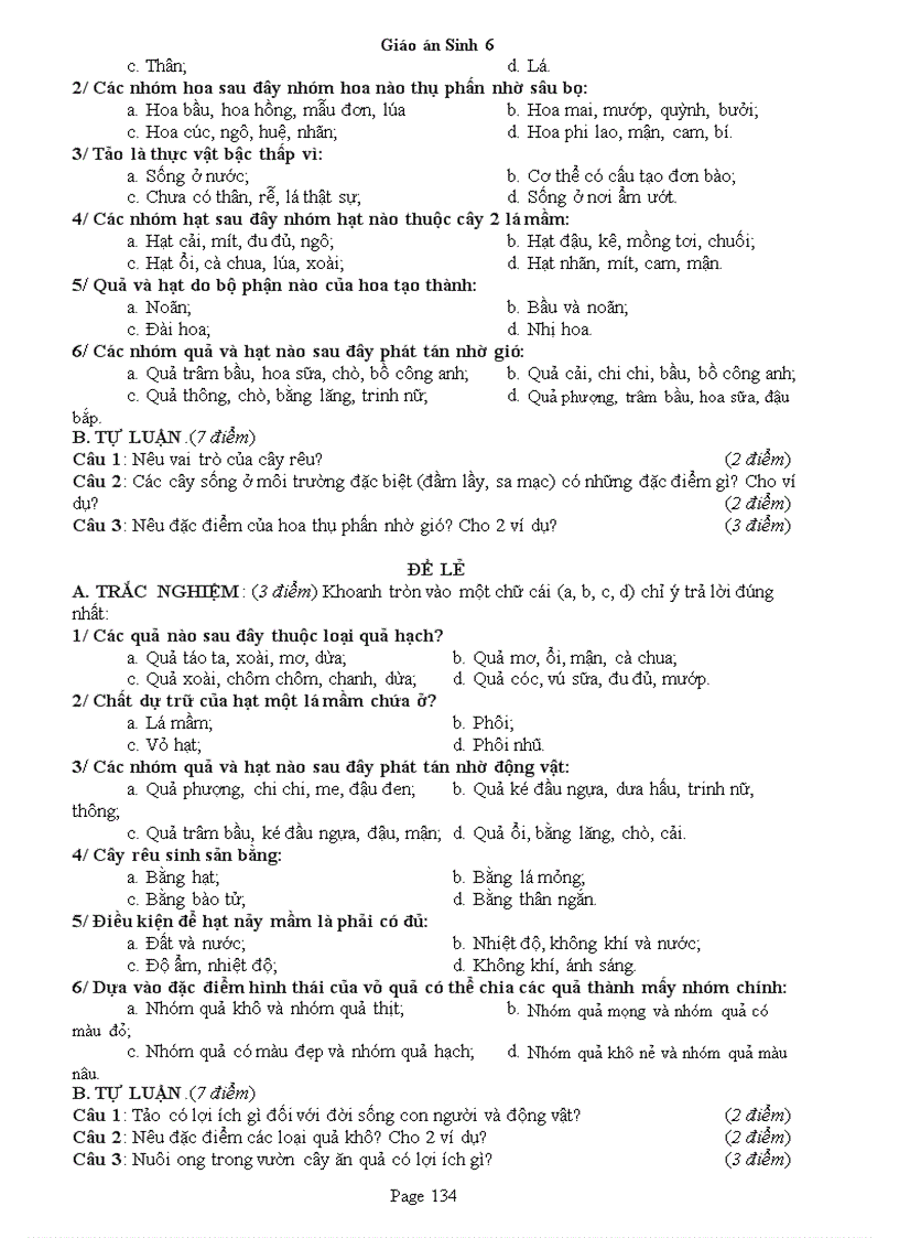 image for page Giáo án Sinh 6 CN 3 cột