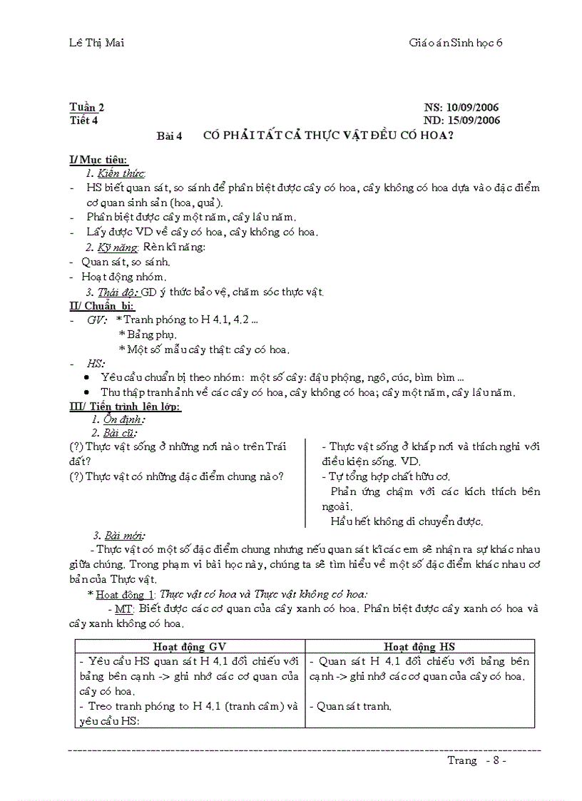 image for page Giáo án Sinh 6 đầy đủ k cần chỉnh sửa