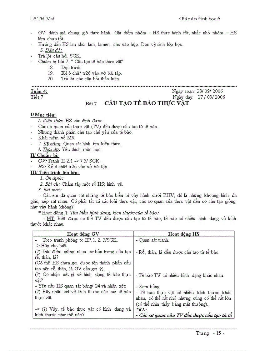 image for page Giáo án Sinh 6 đầy đủ k cần chỉnh sửa