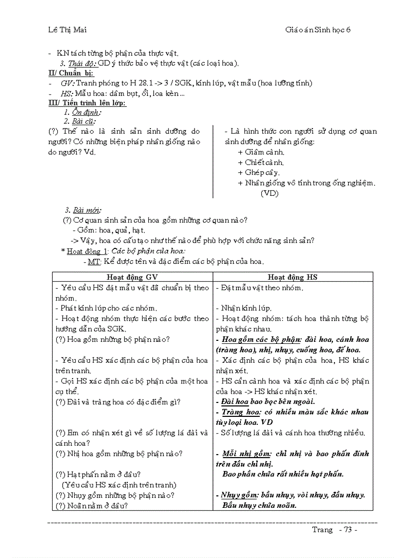 image for page Giáo án Sinh 6 đầy đủ k cần chỉnh sửa