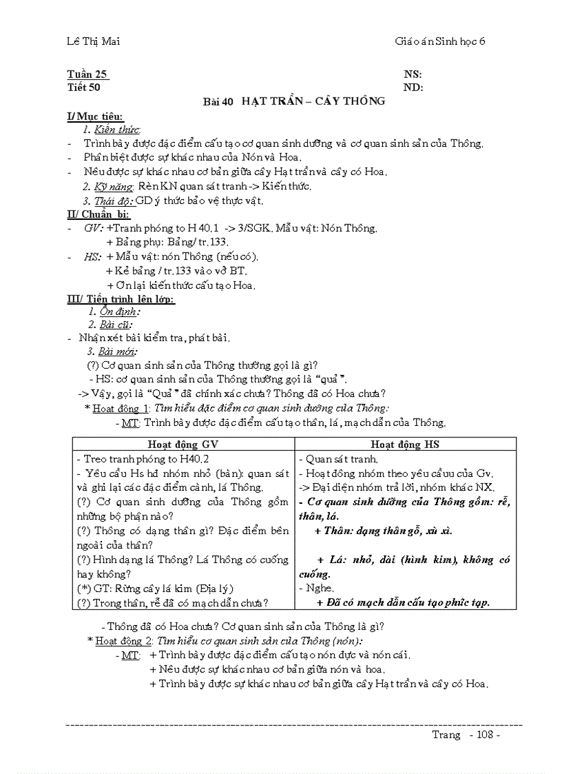 image for page Giáo án Sinh 6 đầy đủ k cần chỉnh sửa