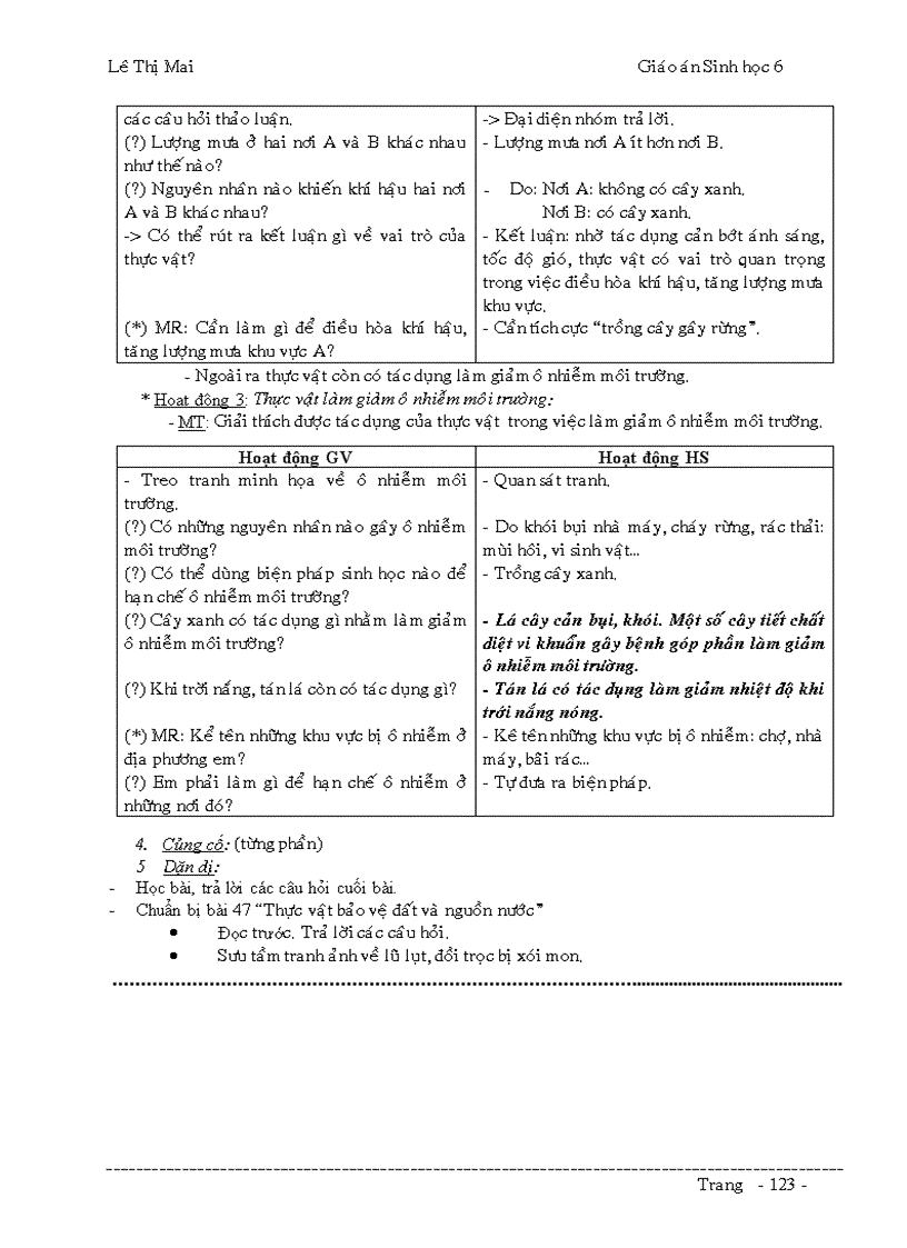 image for page Giáo án Sinh 6 đầy đủ k cần chỉnh sửa