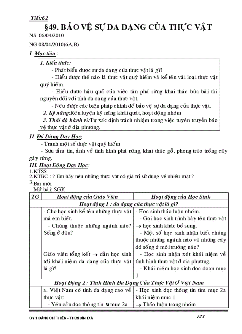 image for page Giao an sinh 6 hay tron bo