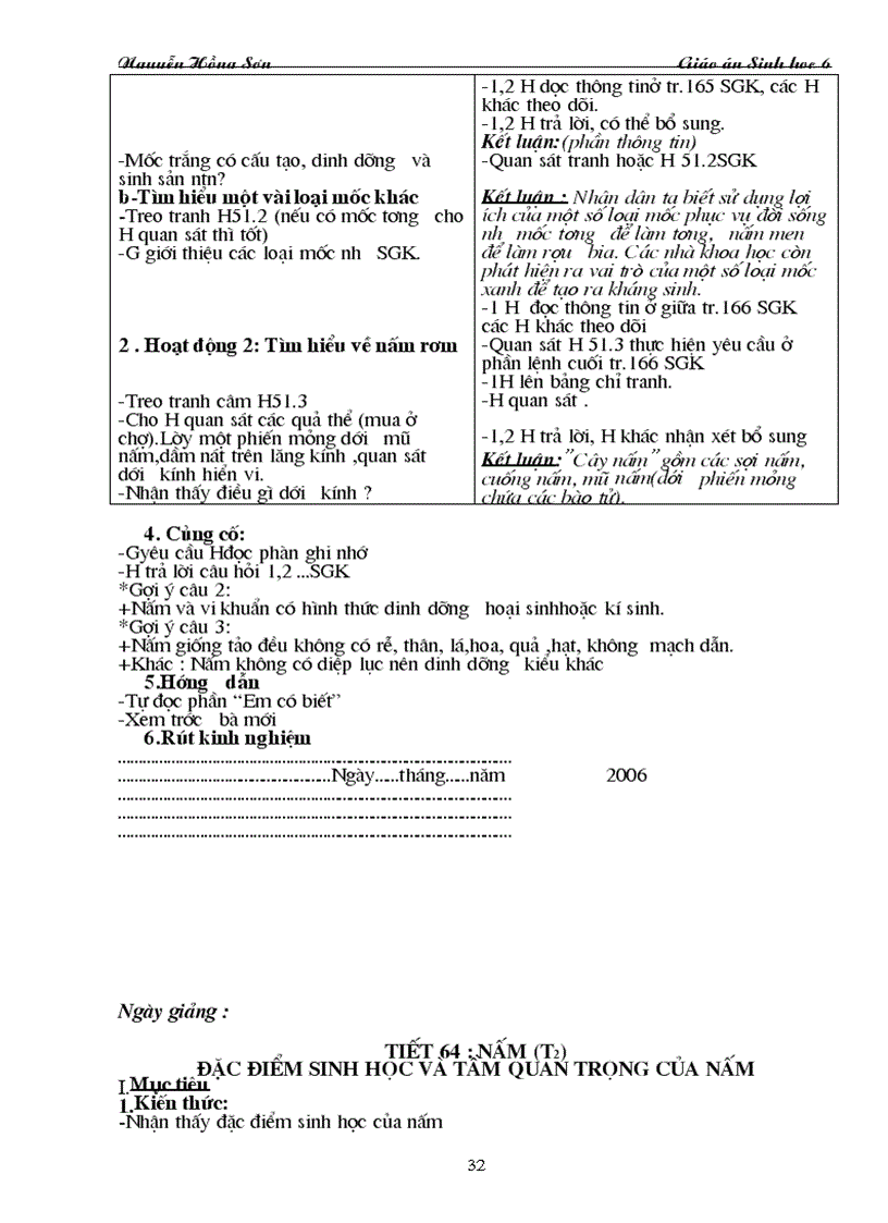 image for page Giáo án Sinh 6 HK II 2 cột đã và đang sử dụng tốt