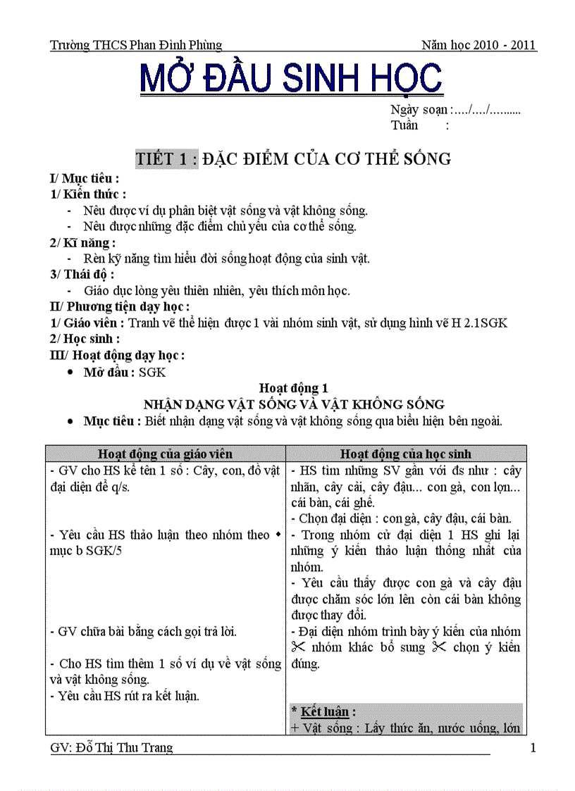 image for page Giáo án sinh 6 học kì 1