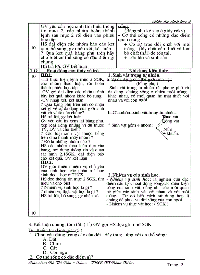 image for page Giáo án Sinh 6 học kỳ I