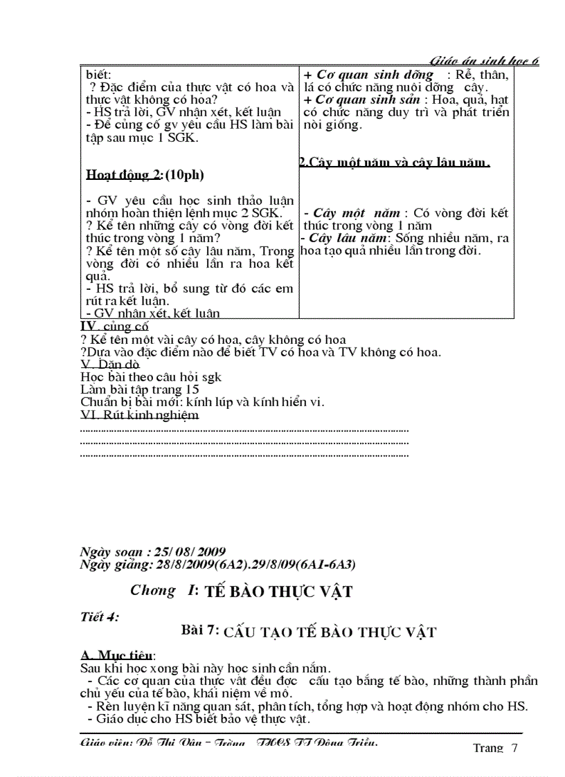 image for page Giáo án Sinh 6 học kỳ I