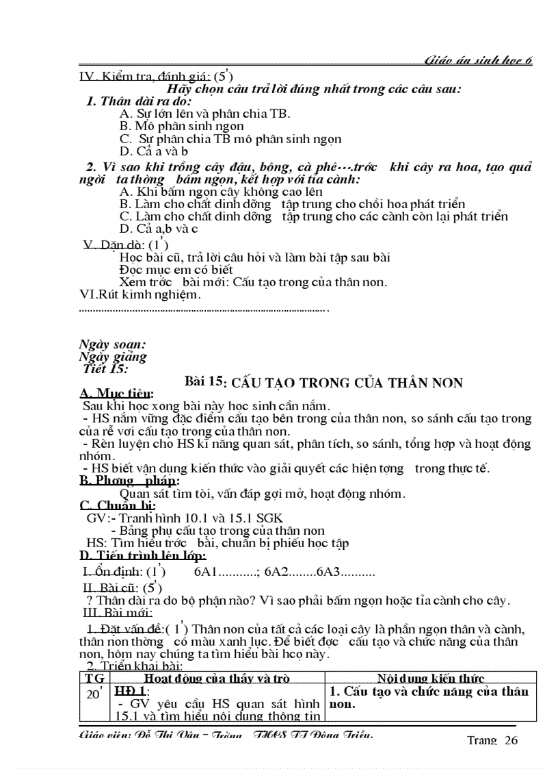 image for page Giáo án Sinh 6 học kỳ I