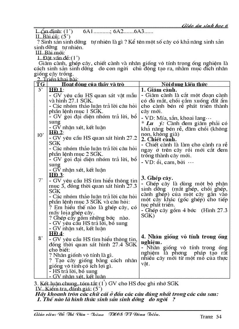 image for page Giáo án Sinh 6 học kỳ I