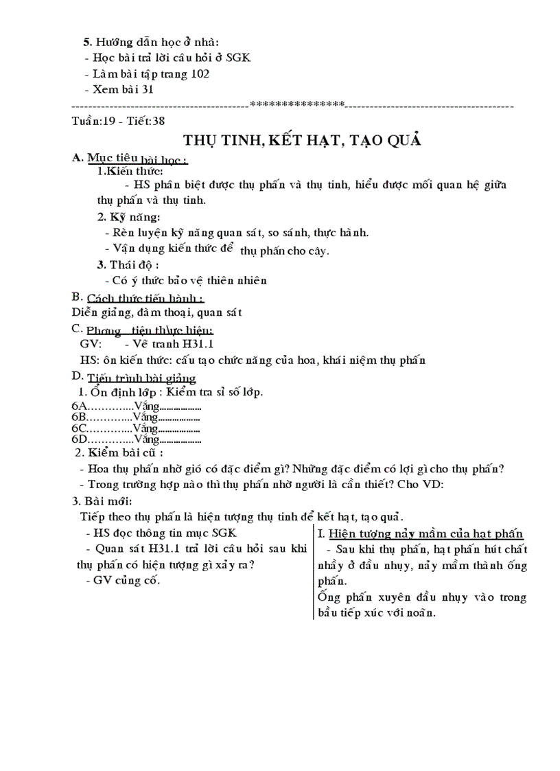 image for page Giáo án sinh 6 kỳ 2