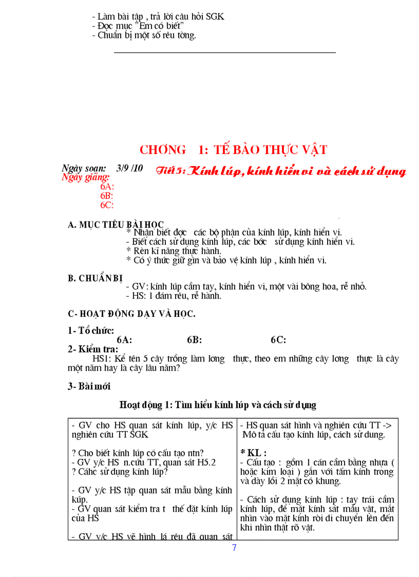 image for page Giáo án sinh 6 theo chuẩn kt