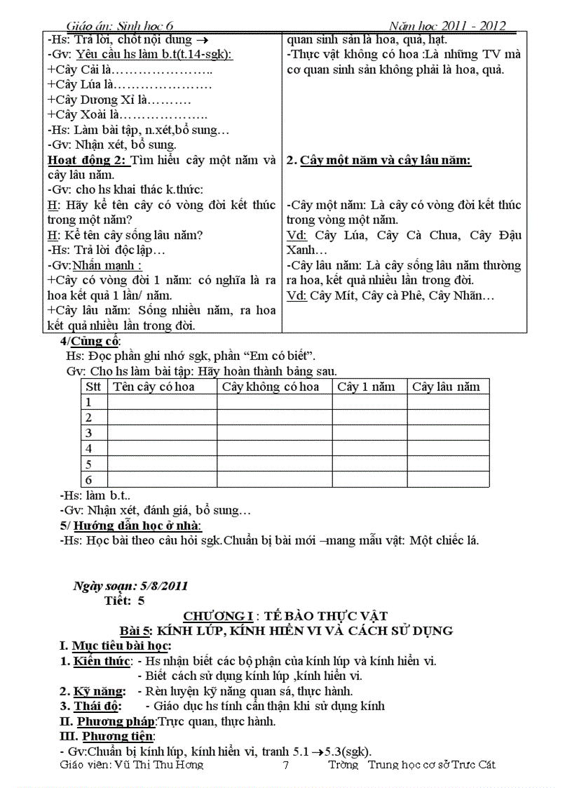 image for page Giáo án Sinh 6 theo chương trình giảm tải