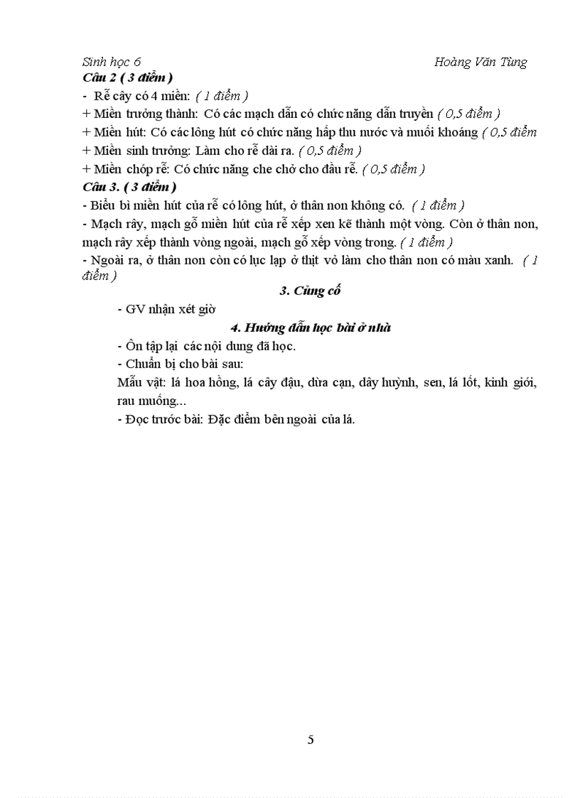 image for page Giáo án sinh 6 tiết 19 20