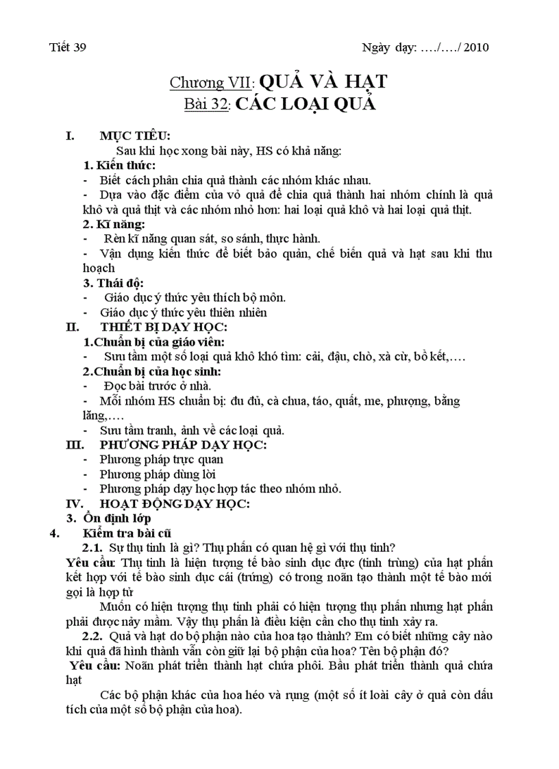 image for page Giáo án Sinh 6 từ tiết 30 đến hết năm