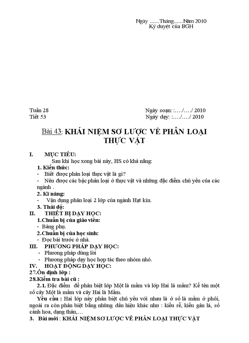 image for page Giáo án Sinh 6 từ tiết 30 đến hết năm