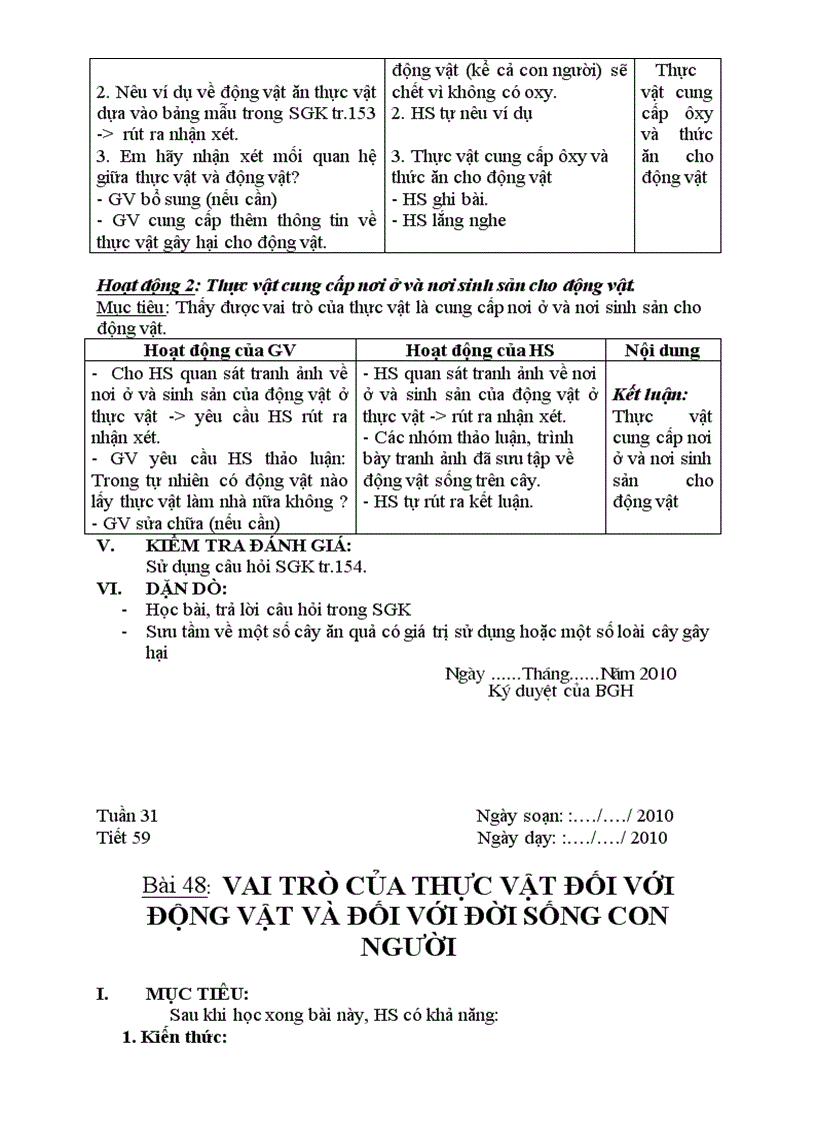 image for page Giáo án Sinh 6 từ tiết 30 đến hết năm