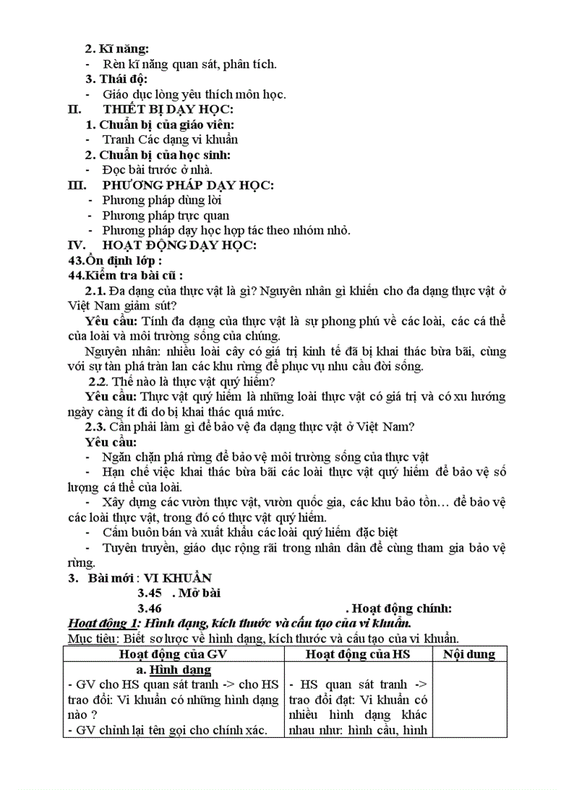 image for page Giáo án Sinh 6 từ tiết 30 đến hết năm