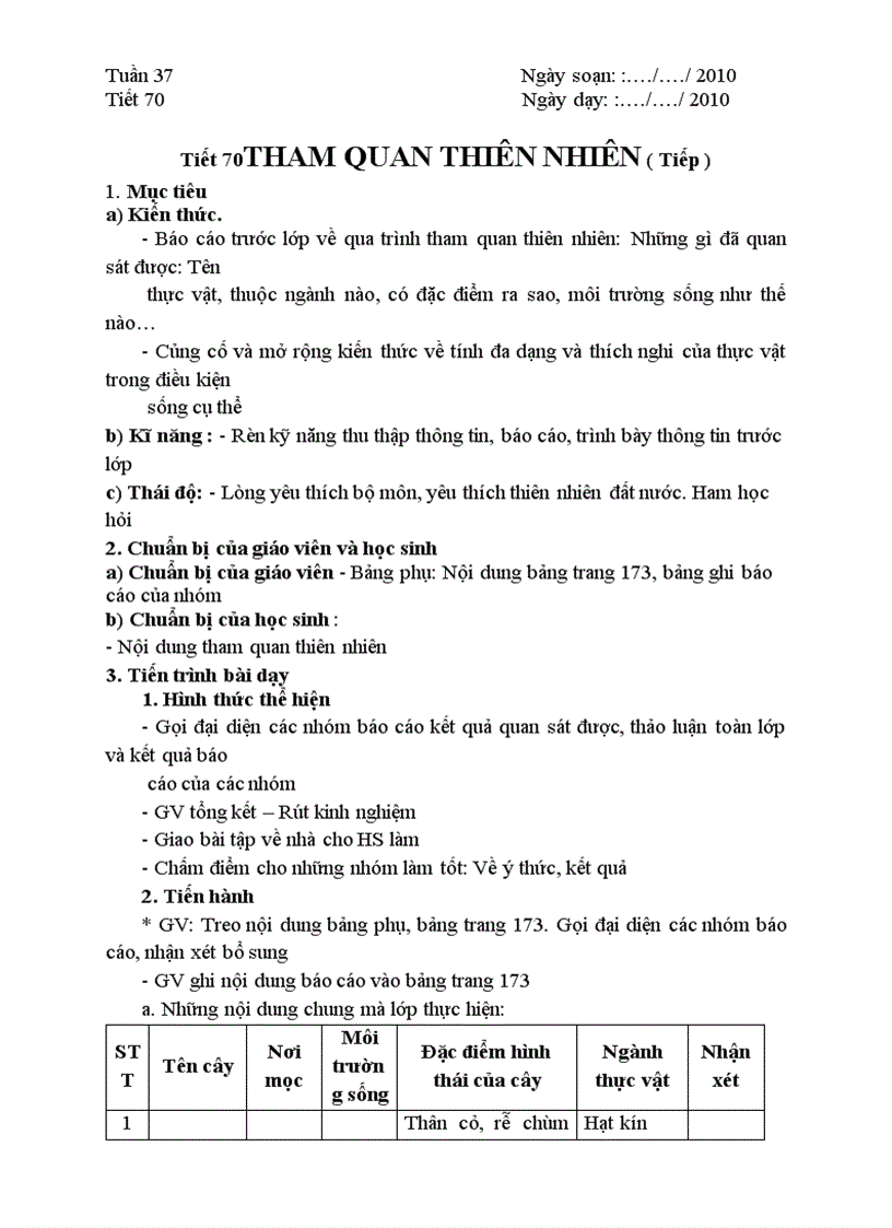 image for page Giáo án Sinh 6 từ tiết 30 đến hết năm