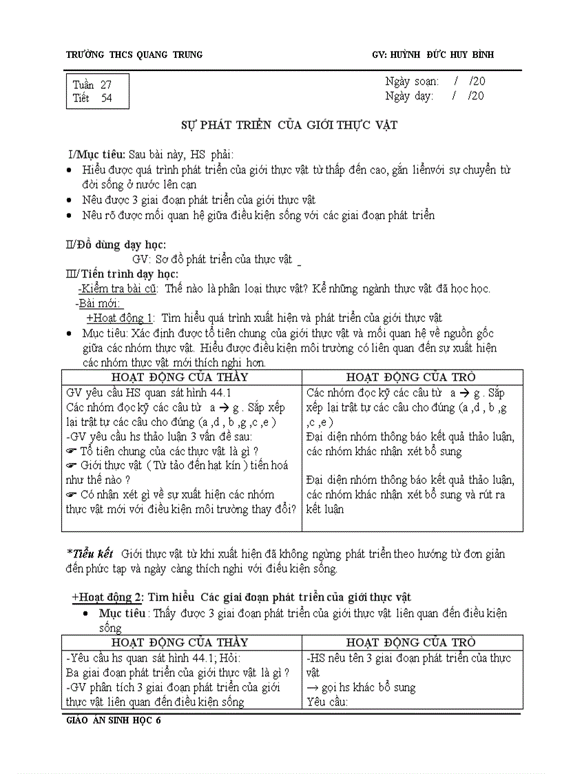 image for page Giáo án sinh 6 từ tiết 54 62