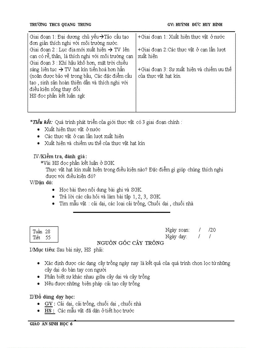 image for page Giáo án sinh 6 từ tiết 54 62