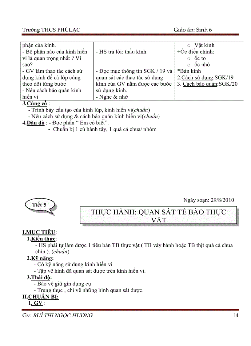 image for page Giáo án sinh 6 HK1 2011