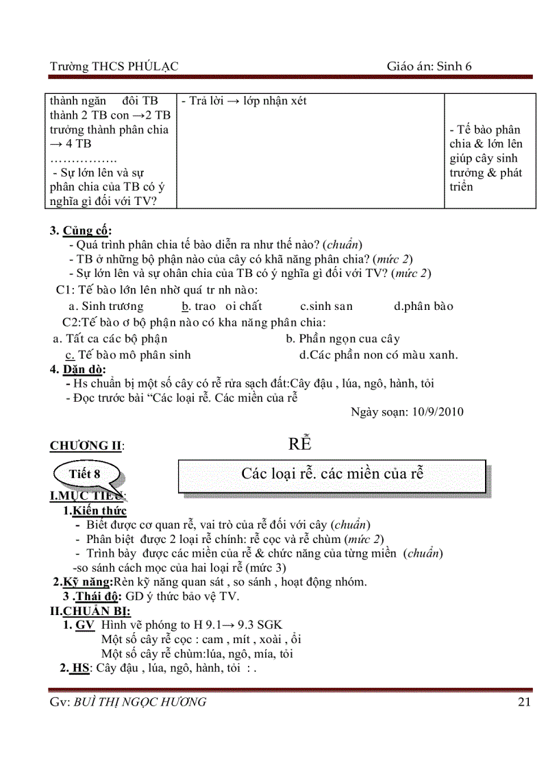 image for page Giáo án sinh 6 HK1 2011