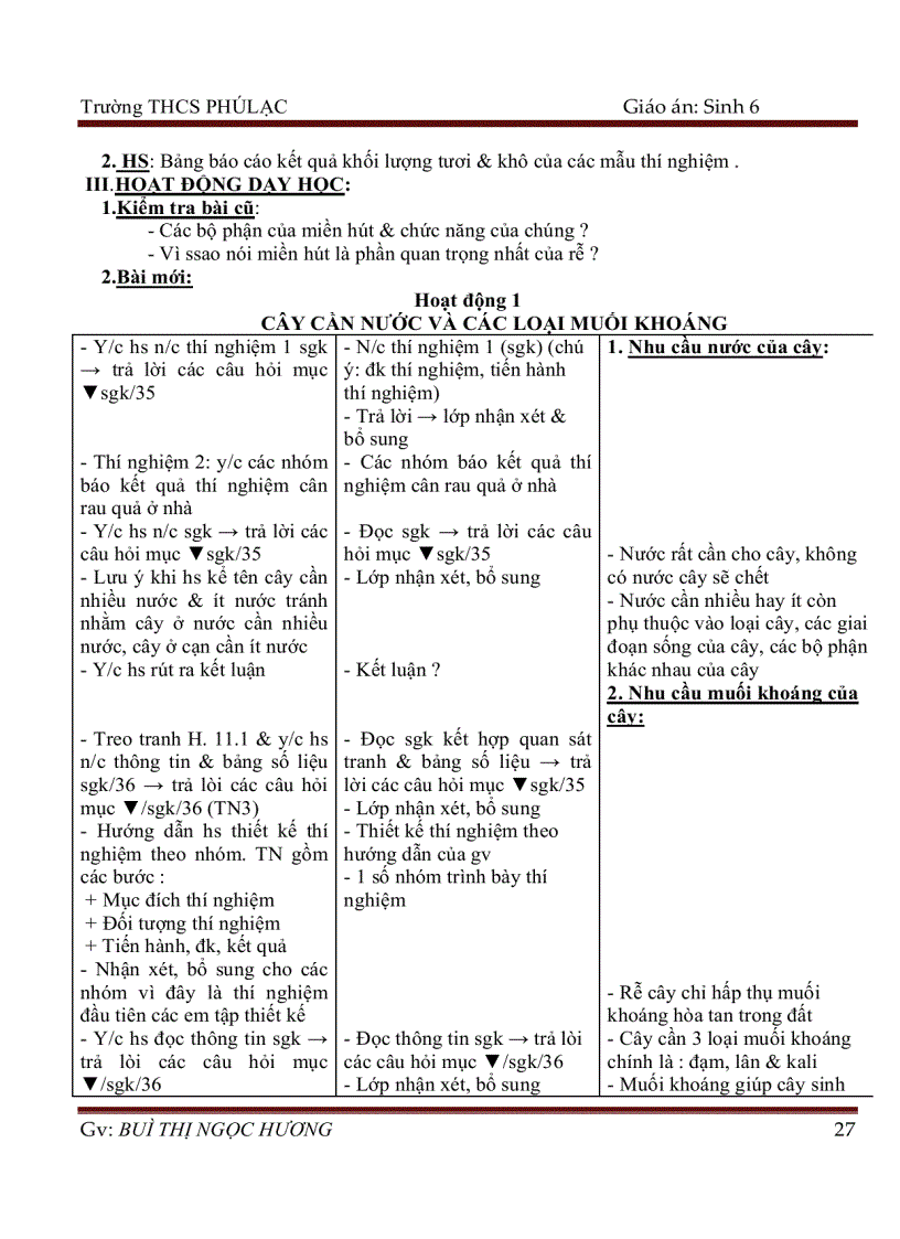 image for page Giáo án sinh 6 HK1 2011