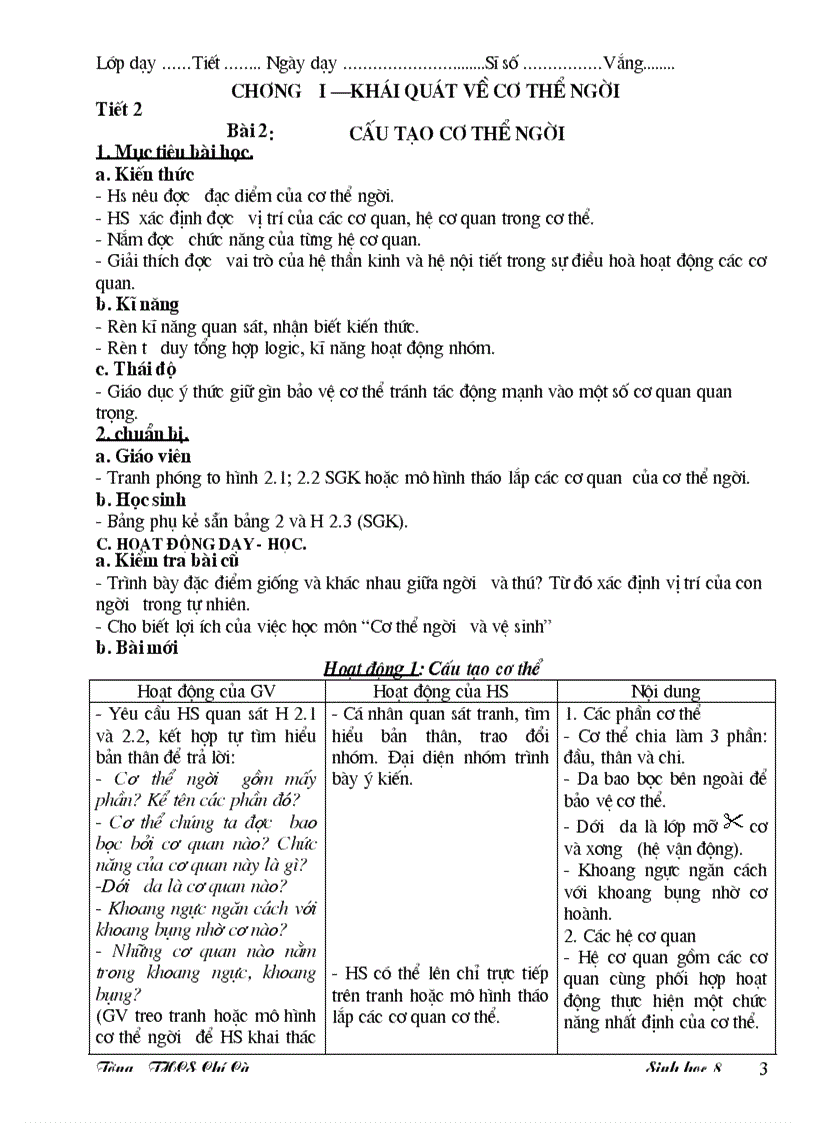 image for page Giao an sinh 8 3 cot theo chuan