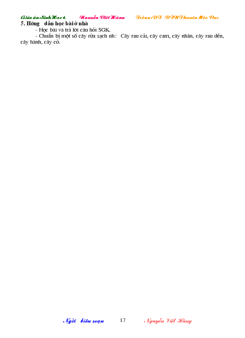 image for page Giáo án sinh học 6 3 cột cả năm cực hay 2009 2010