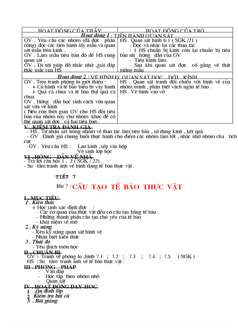 image for page Giáo án Sinh học 6 cả năm chuẩn KTKN
