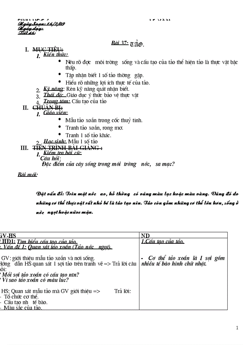 image for page Giáo án Sinh học 6 chỉ cần in 2 cột