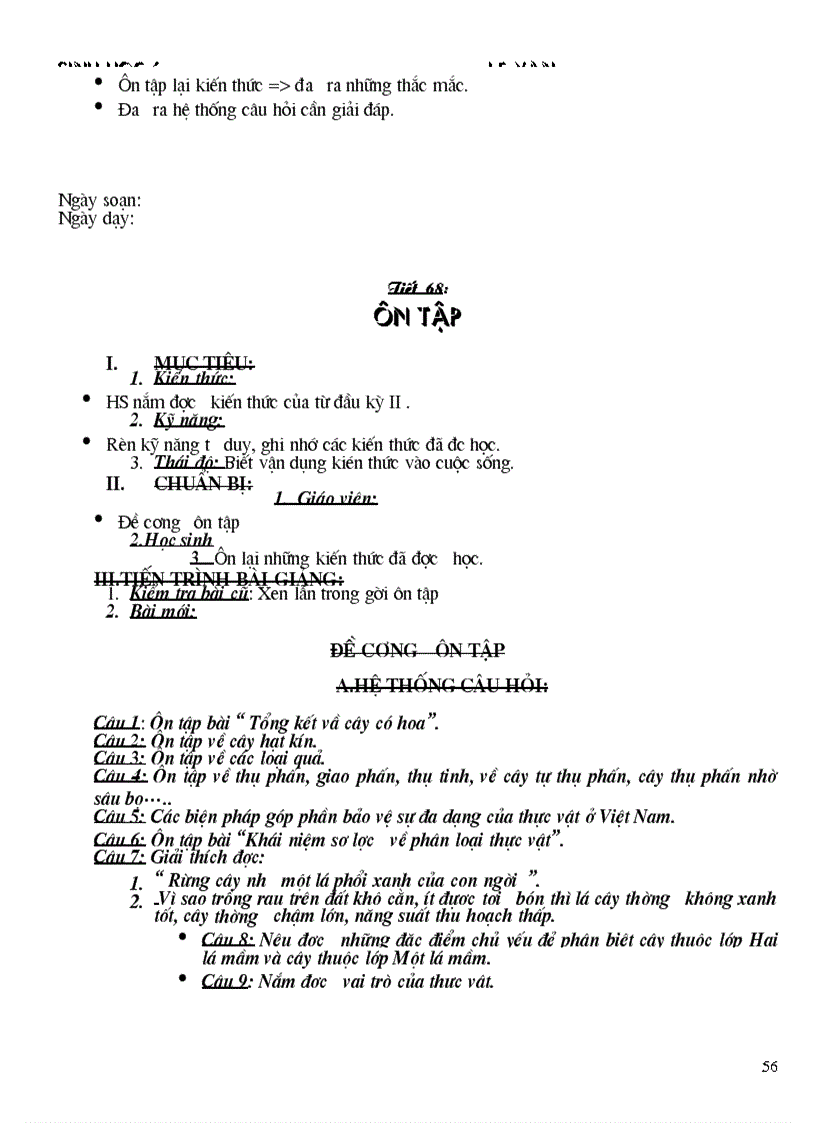 image for page Giáo án Sinh học 6 chỉ cần in 2 cột