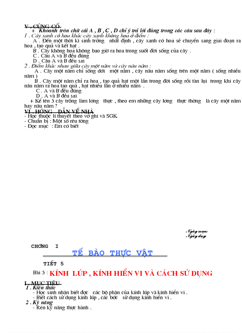 image for page Giáo án Sinh học 6 chuẩn kiến thức kỹ năng