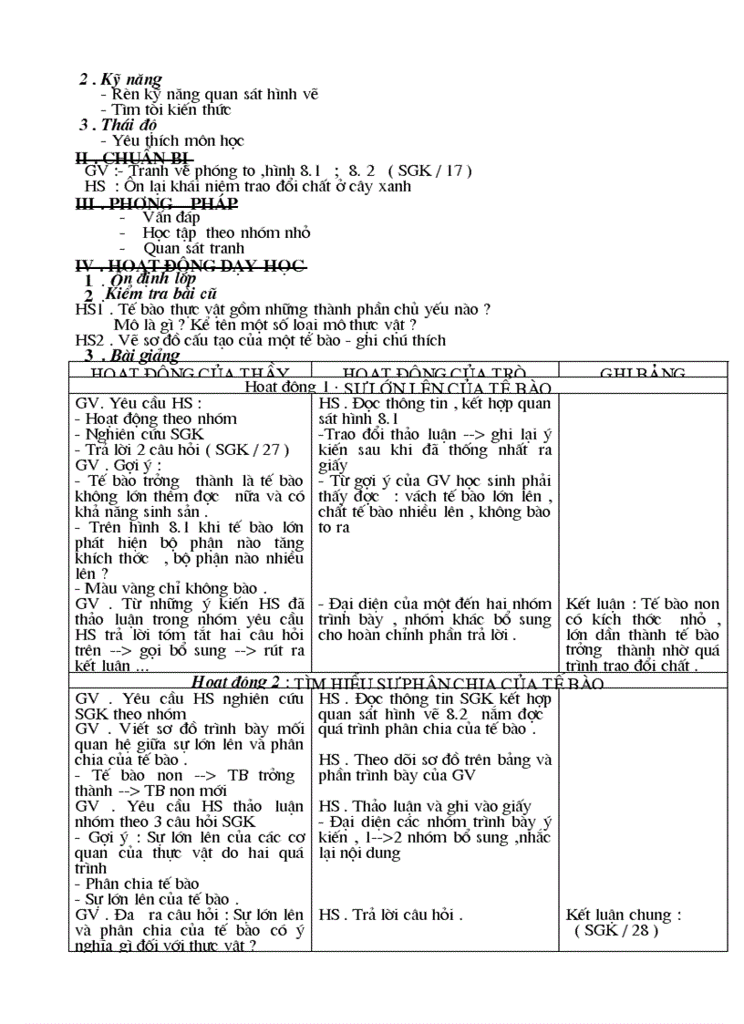 image for page Giáo án Sinh học 6 chuẩn kiến thức kỹ năng