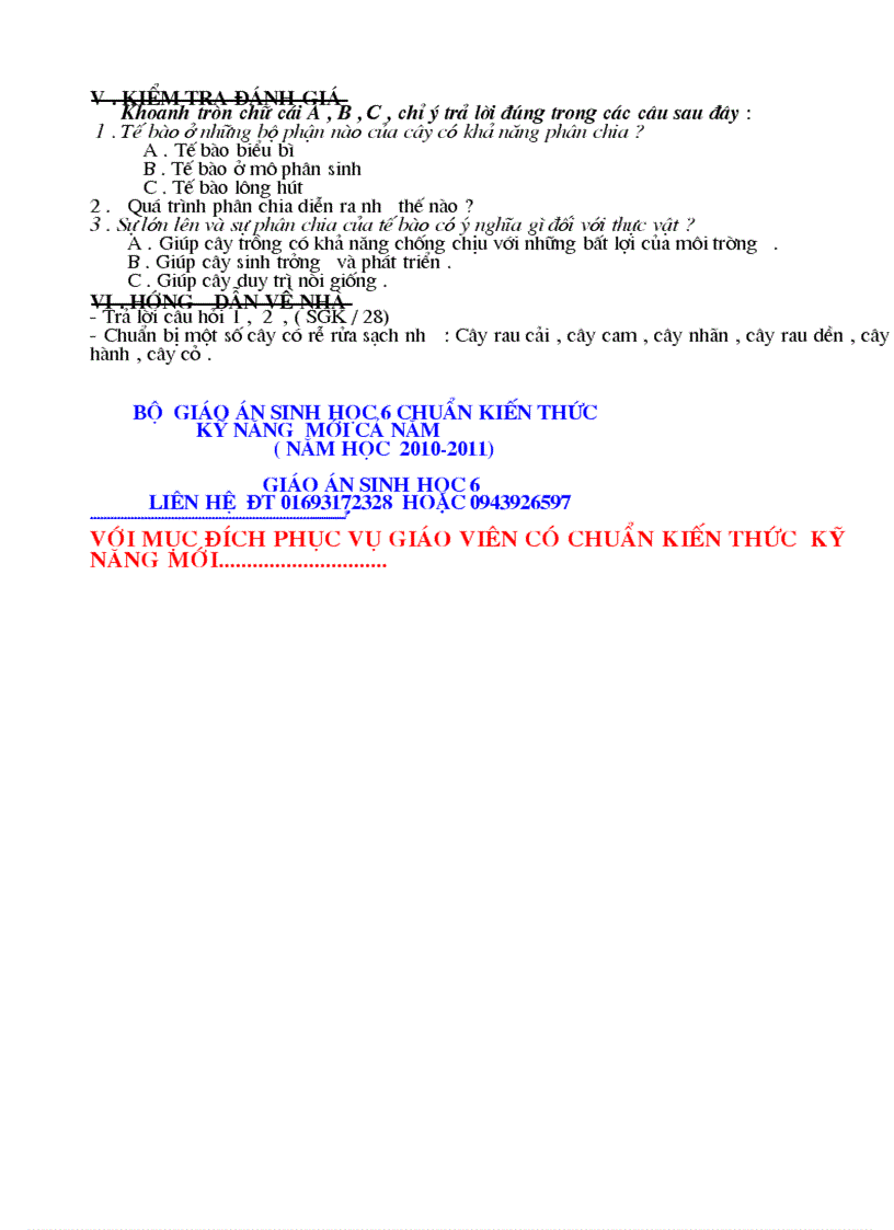 image for page Giáo án Sinh học 6 chuẩn kiến thức kỹ năng