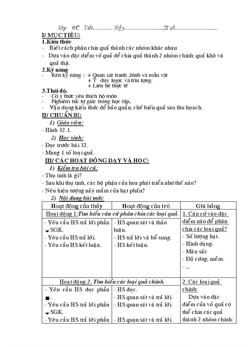 image for page Giáo án Sinh học 6 chuẩn mới 2011