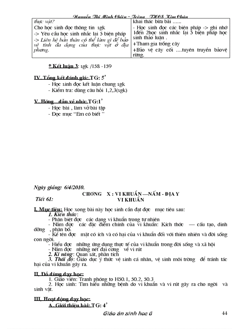 image for page Giáo án Sinh học 6 đầy đủ