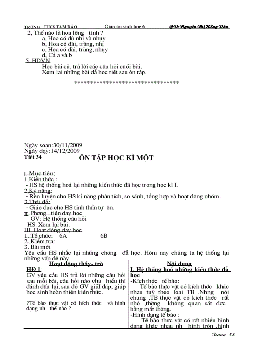 image for page Giáo án Sinh học 6 hay