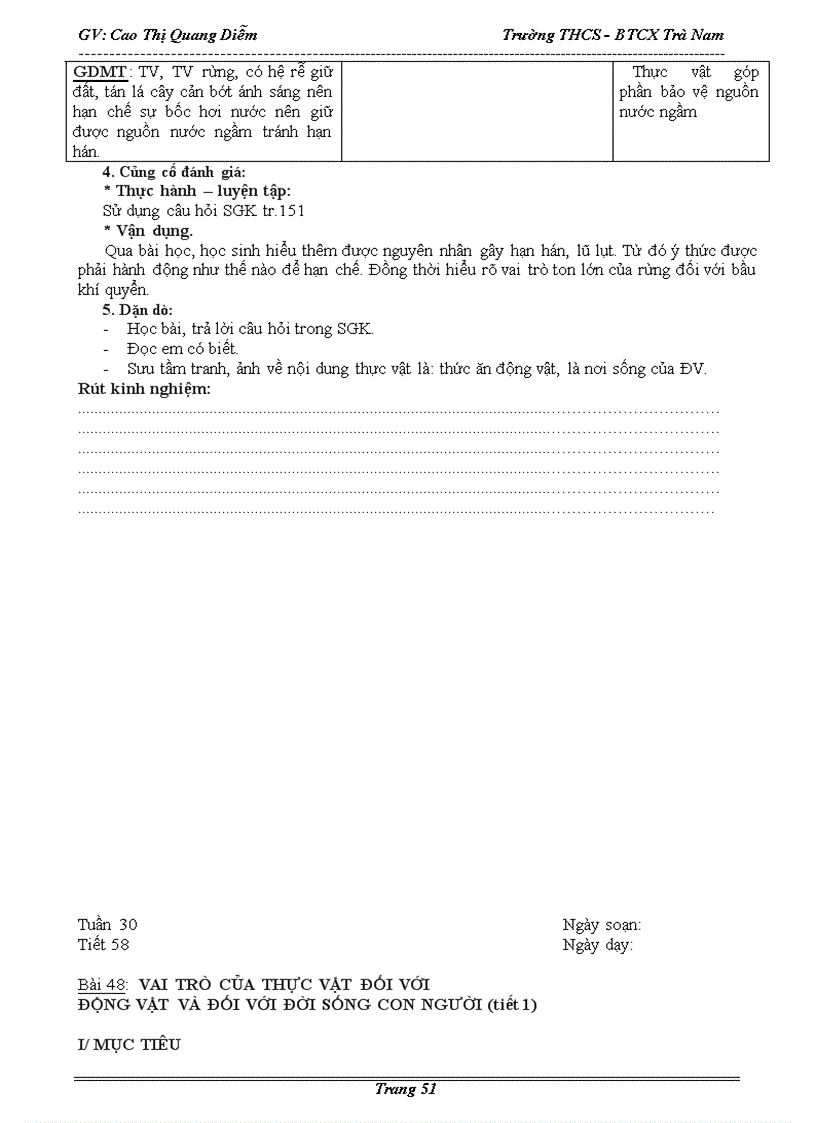 image for page Giáo án Sinh Học 6 kì 2 chuẩn KTKN