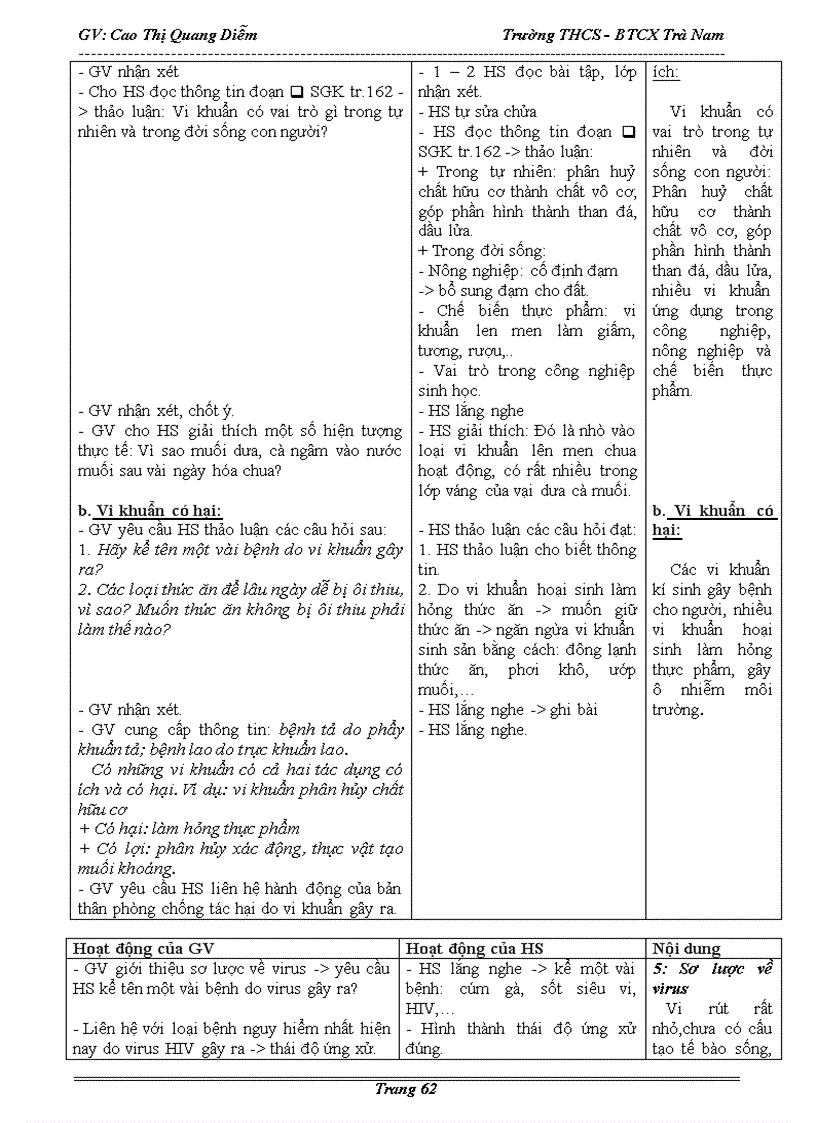 image for page Giáo án Sinh Học 6 kì 2 chuẩn KTKN